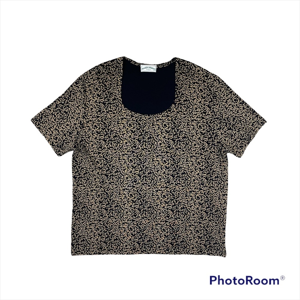 Frazier Lawrence Women’s Short Sleeve Animal Print Black and Gold Shirt